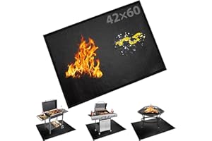 BAKEWAY Large Under Grill Fire Pit Mats 42"x60" - Oil Waterproof BBQ Camping Stove Fireproof Mat, Reusable Easy Clean Gas Grill Mat for Outdoor Deck Protector