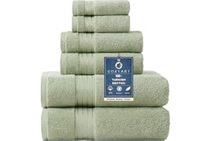 COZYART Sage Green Bath Towel Set for Bathroom Turkish Cotton Thick Soft Absorbent Durable 650 GSM Towel Sets of 6, 2 Large Bath Towels, 2 Hand Towels, 2 Washclothes