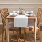 Encasa XO Table Runner 32x304 cm Cotton Canvas White view 4
