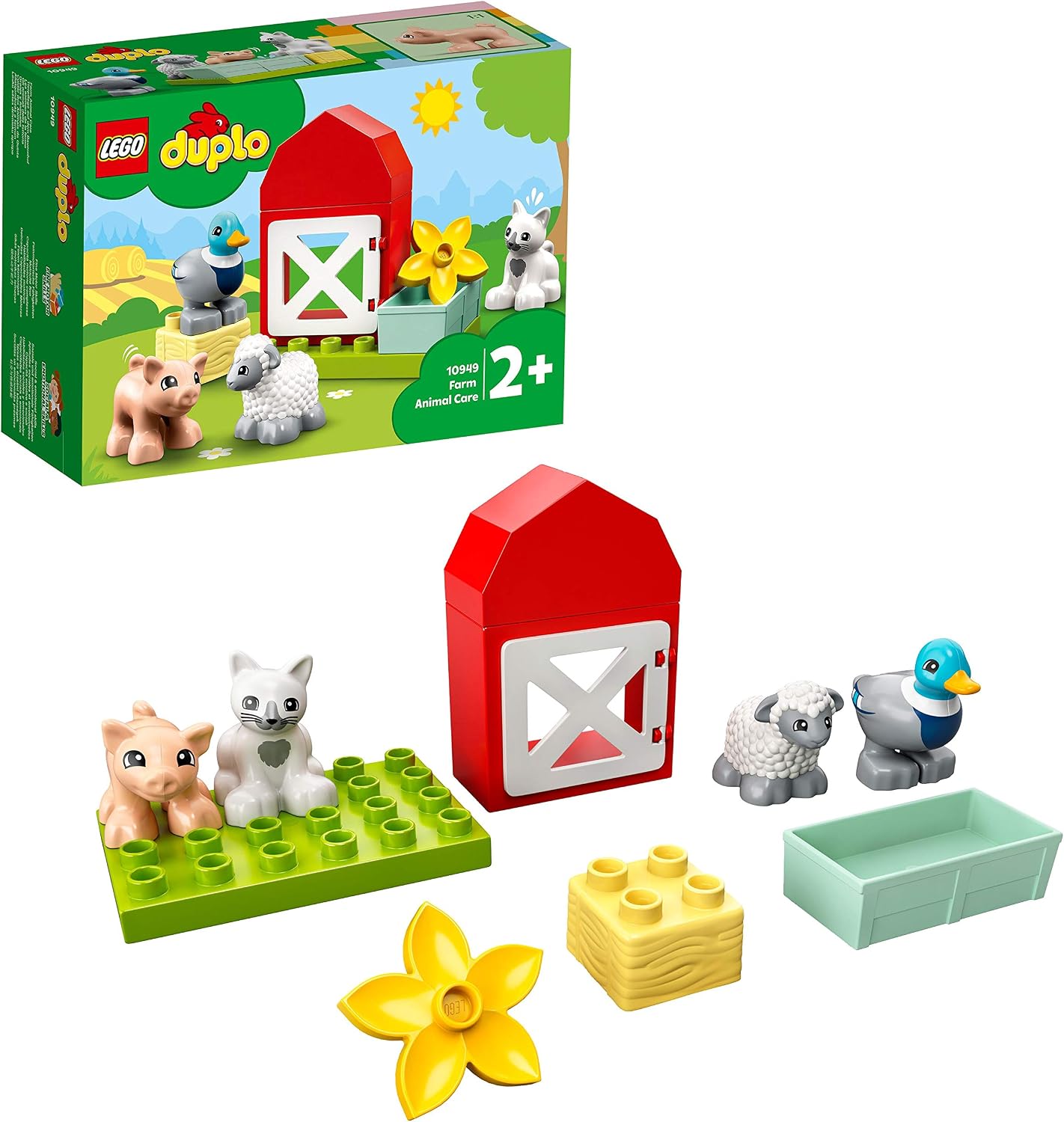 LEGO 10949 DUPLO Town Farm Animal Care Toy Toddlers, Girls And Boys 2 Plus Years Old With Duck, Pig, Sheep & Cat Figures