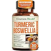 Boswellia Serrata Turmeric Supplement for Joint Support & Inflammation Balance – Turmeric Boswellia Supplement with Ginger & 