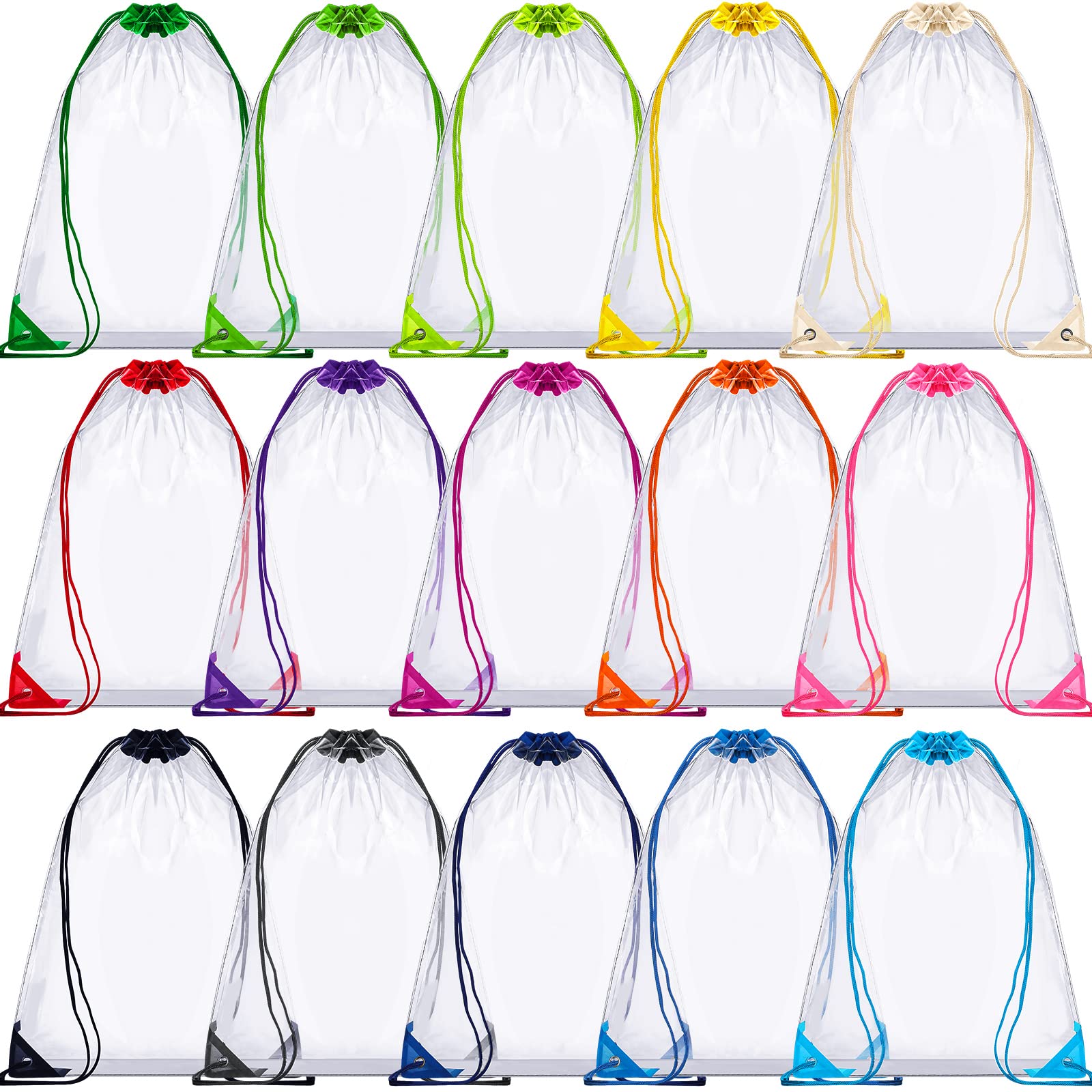 Photo 1 of 15 Pcs Clear Drawstring Bags Stadium Approved Backpack 17 x 13 Inch PVC Bags for Women Men Travel Concert Sport Event Security
