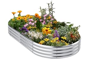 Jebosam Galvanized Raised Garden Bed 8x4x1ft Outdoor,Raised Planter Box for Vegetables Flowers,Metal Raised Garden Bed for Fruits Herbs,Large Planter Raised Beds for Gardening