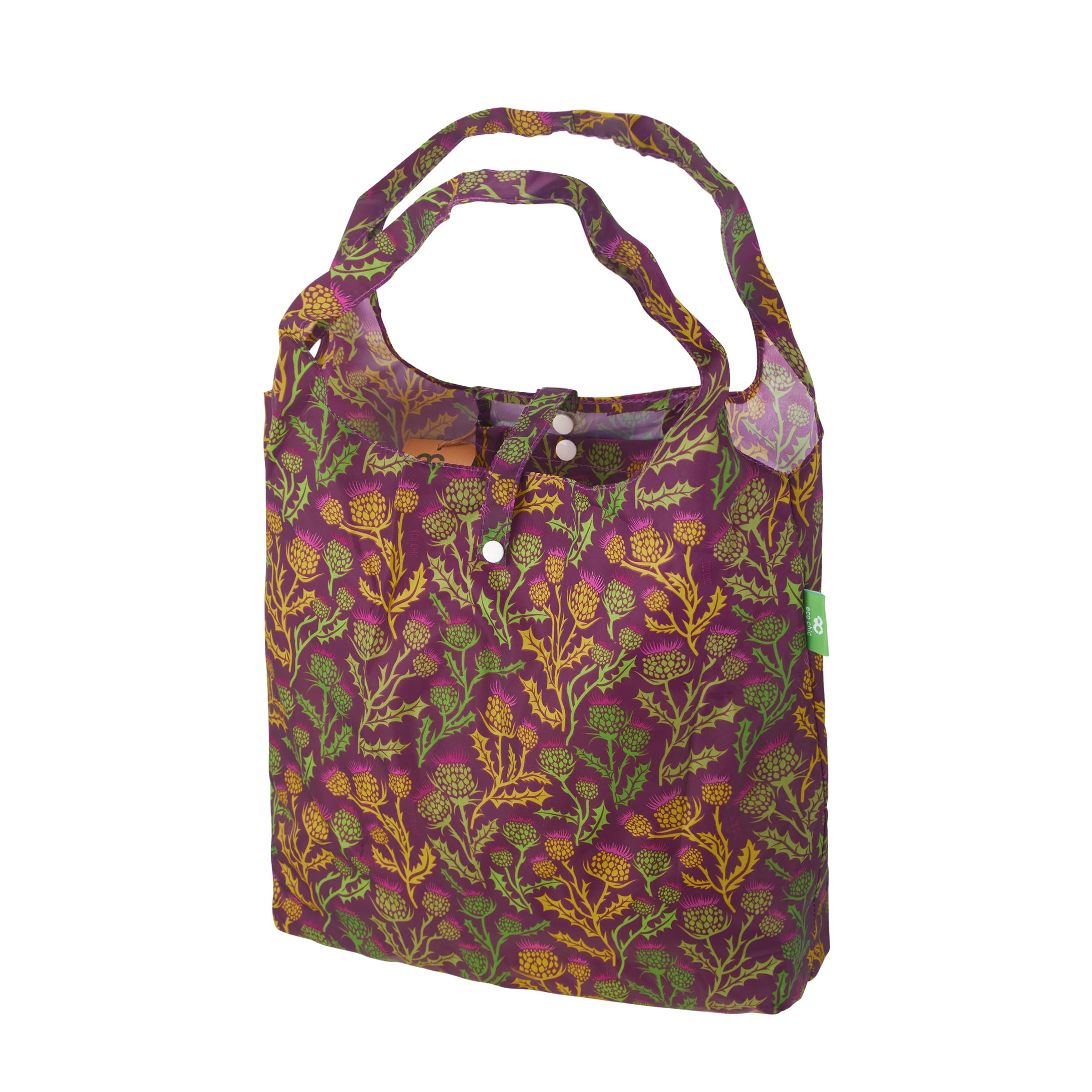 ECO CHIC Lightweight Foldable Reusable Shopping Bag Water Resistant Tote Bag (Thistle Purple) — image 1