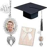Bylion 2 Pack Custom Memorial Graduation Cap Photo Charm Class of 2026 Tassel Charms I Always with You Memorial Ceremony College Gift DIY Photo Chain Wear on Cap for Graduation (Silver)