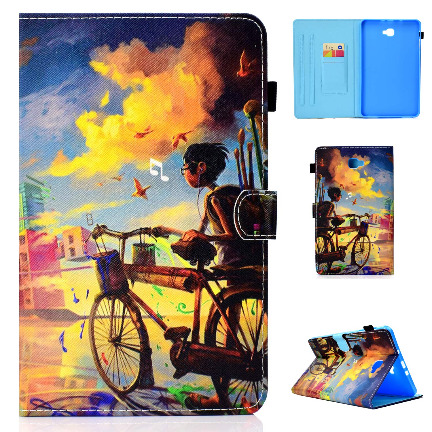 Lspcase Samsung Galaxy Tab A 10.1 Case Cover PU Leather Flip Folio Cover for Samsung 10.1 SM-T580/T585 Backcover with Auto Wake/Sleep and Card Slots for Samsung Galaxy Tab A 10.1 Impression Painting