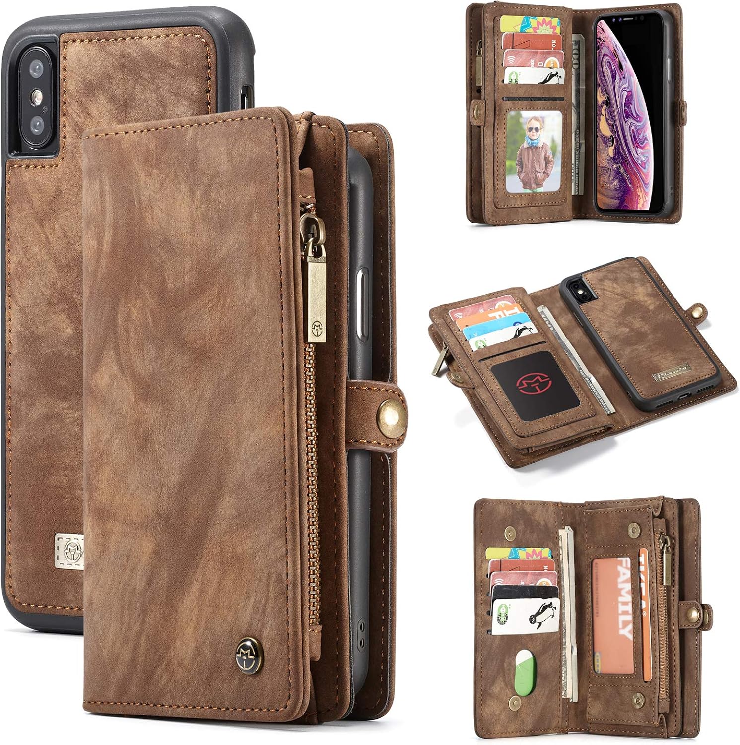 for iPhone XS Max Leather Wallet Case with Card Slot Billfold with
