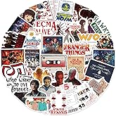50pcs Stranger 5 Things Stickers for Adult Water Bottle, Cool Movie Waterproof Vinyl Decal for Teen Kids Laptop Skateboard Phone Guitar Travel Case Bike Helmet