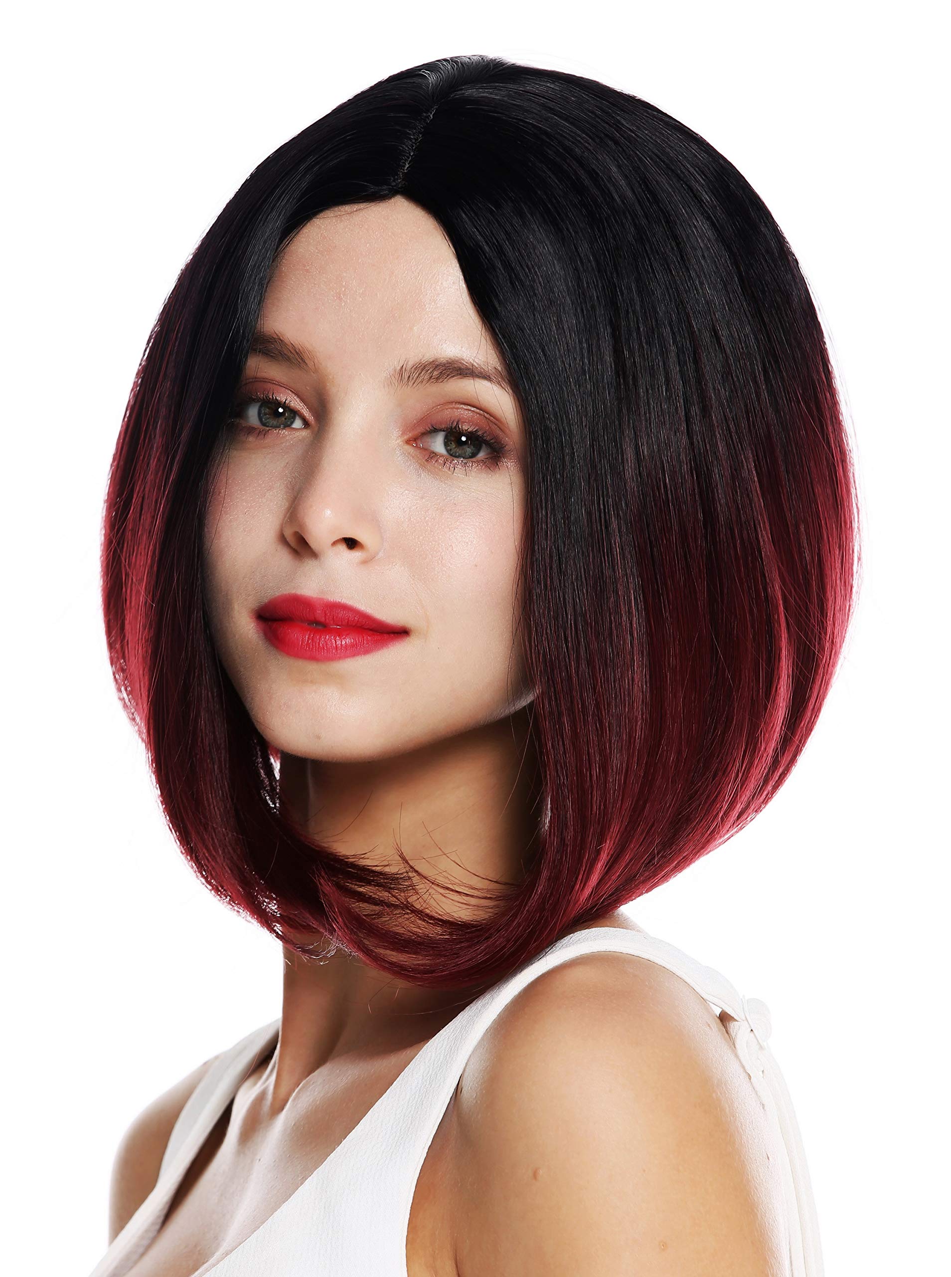 WIG ME UP - ZM-1782-118Dye1B women's quality wig sleek long bob middle parting ombre short black red