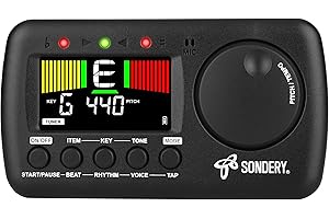 Sondery Digital Metronome Tuner 3 in 1, English Vocal Counting Metronome with Tap Tempo Chromatic Tuner Tone Generator Rechargeable Suitable for All Instruments