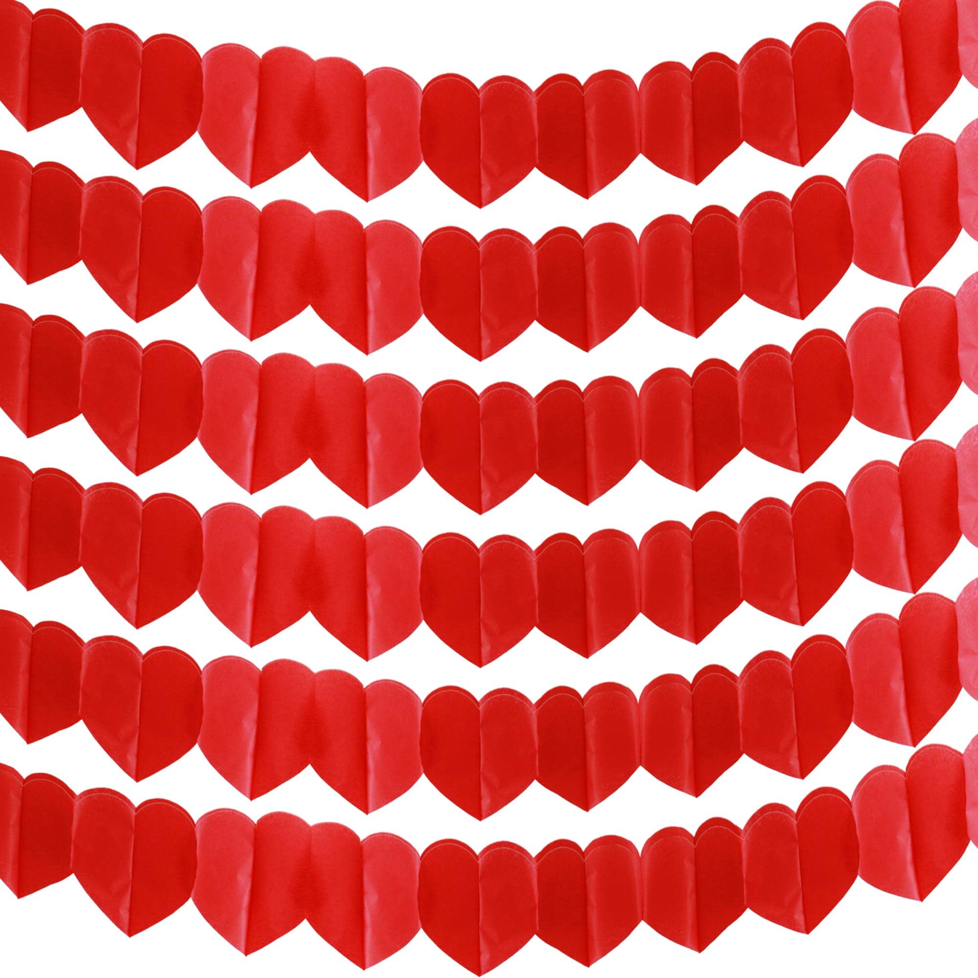 Rorchio 6 Pack Valentine's Day Heart Banner Red Love Shape Hanging Garland for Valentine's Decoration Wedding Birthday Party