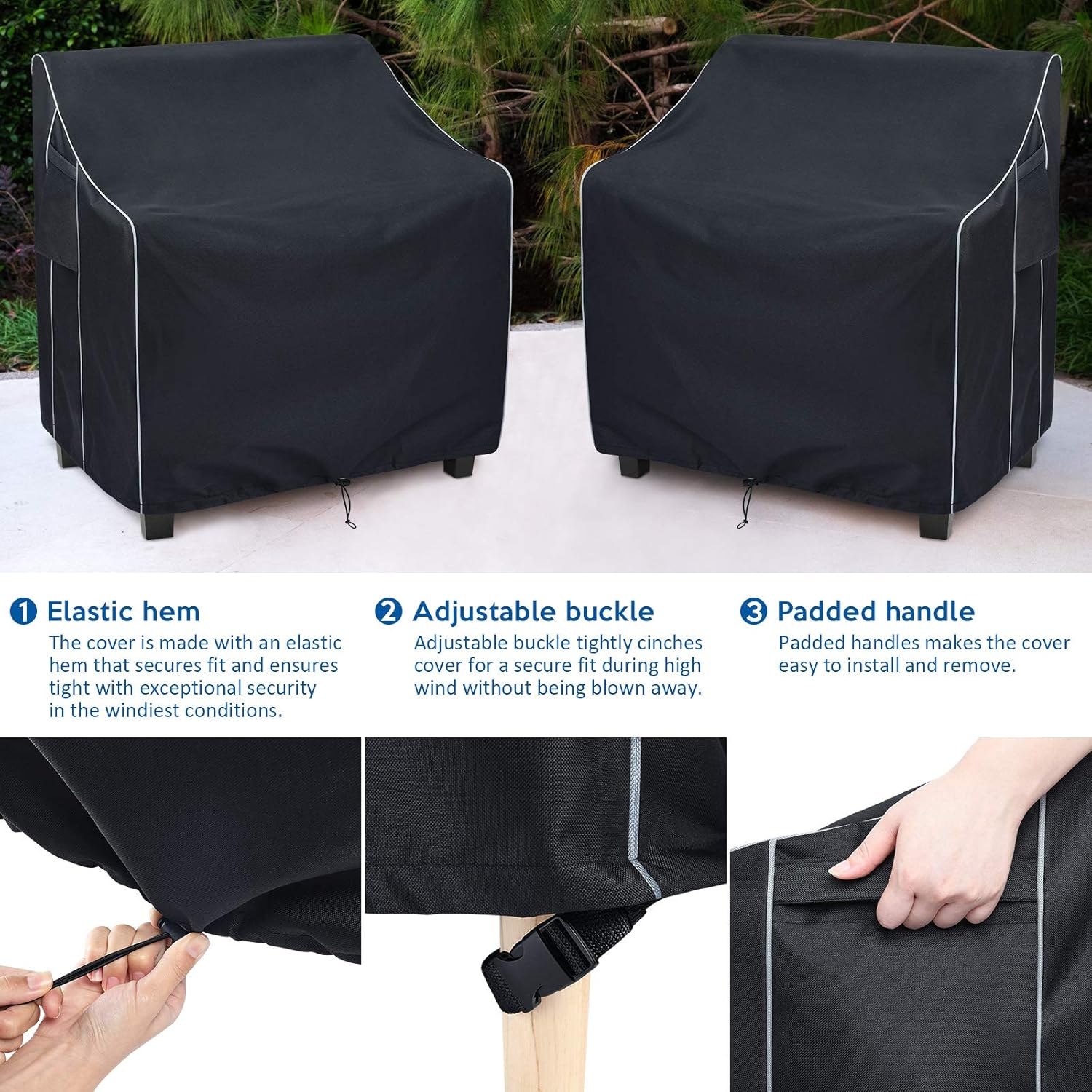 FORSPARK Patio Chair Covers Waterproof, Heavy Duty Outdoor Furniture Chair Covers, Fits up to 32 x 37 x 36 inches (W x D x H) 2 Pack: Kitchen & Dining