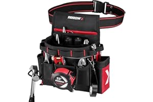 ARROW FASTENER ARROW Tool Belt Heavy-Duty, Electrician Tool Pouch with 10 Pockets, 840D Oxford Fabric, Utility Belt with Hammer Holder, Adjustable Tool Belts for Men Women Electrician Carpenter, Construction