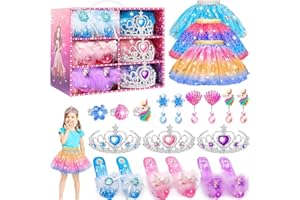 VONZAWAY Toys for Girls,Princess Dresses for Girls,Unicorns Gifts for Girls,Princess Dress Up Clothes for Little Girls,Skirts,Princess Shoes,Crowns,Jewery,2 3 4 5 6 7 8 Year Old Girls Birthday