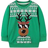 SUGARAIN Toddler Boys Girls Christmas Sweatshirt Ugly Sweater Kids Reindeer Pullover Long Sleeve Unisex Xmas Shirt Tops 1-7T