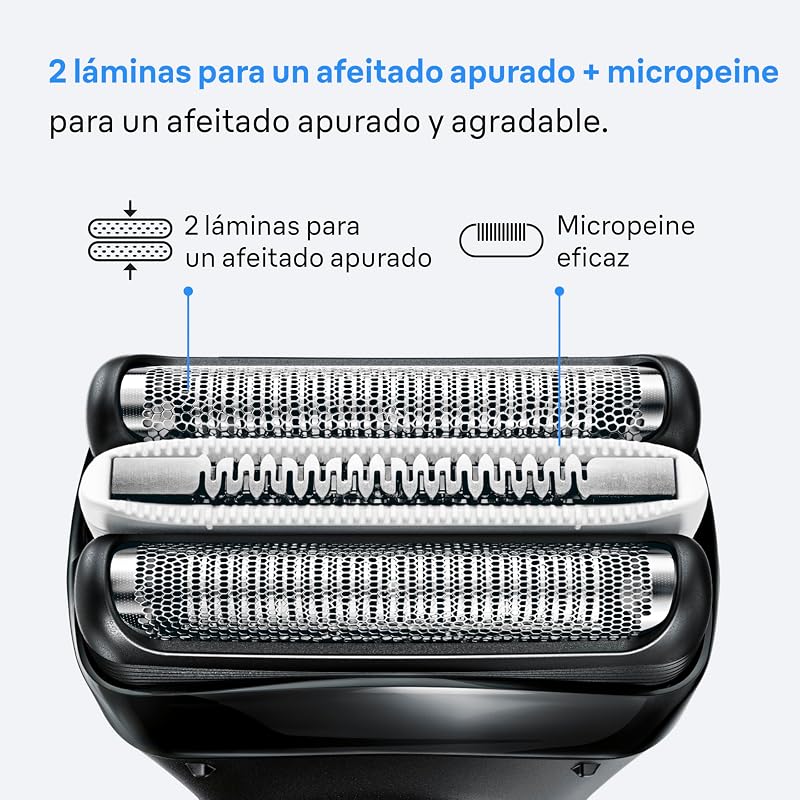 Barbear Elétrico Masculino Série 3 ProSkin 3040s, barbear seco e molhado, cabeça de precisão, uso de 45 minutos, recarregável, pente Microcomb para um barbear suave, preto/azul
