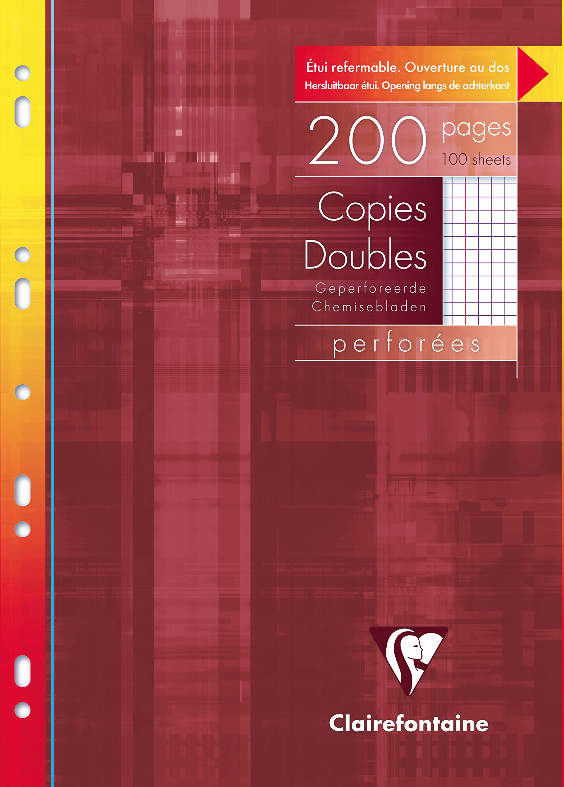 Clairefontaine 47122C - One Perforated Double Copy Case - Dimensions: A4 21x29.7 cm - 200 Small Square Pages with Margin - White Paper 90 g - Reusable Case — image 1