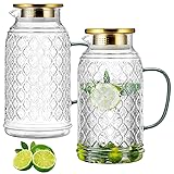 Buaic Glass Pitcher with Lid, 2 PACK 84 oz/2.5L