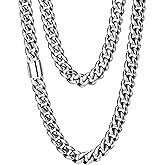 ASBFICG Cuban Link Chain for Men/Women, Stainless Steel Mens Cuban Chain Necklace, 8mm Width, No Tarnish& Durable Hip Hop Jewelry with Gift Box, Silver (20 inch), 18K Gold Plated (20/22/ 24 inch)