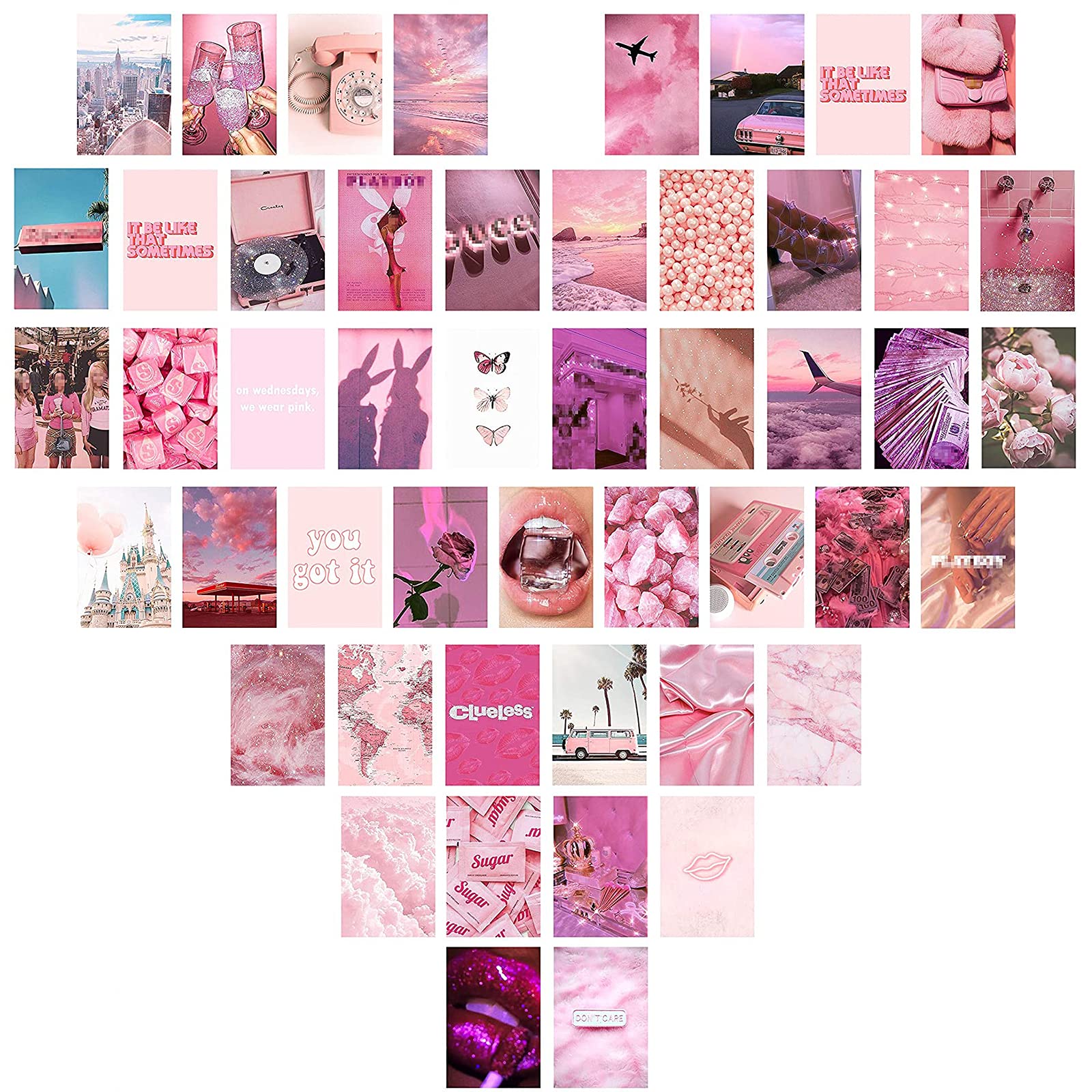 VEGCOO 40 Pcs Aesthetic Pictures Wall Collage Kit,Pink Collage Print Kit 4x6 Inch Images Room Decor for Girls Boys, Photo Wall Decor Wall Art Inspirational