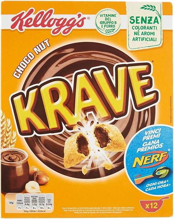 Kellogg's Krave Cereali al Cioccolato, Vitamine B, Ferro 375 gr Amazon.it Amazon Pantry