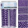 Sprinkles for Cake Decorating, Purple Pearl Sprinkles 4 Sizes Mix for Cake Cupcake Cookie Baking Donuts Ice Cream Toppings