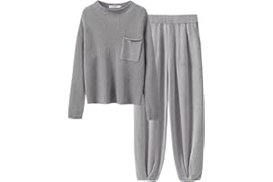 ANRABESS Women's Two Piece Outfits Long Sleeve Knit Top Fall Sweater Set Oversized Pants Tracksuit Lounge Sets