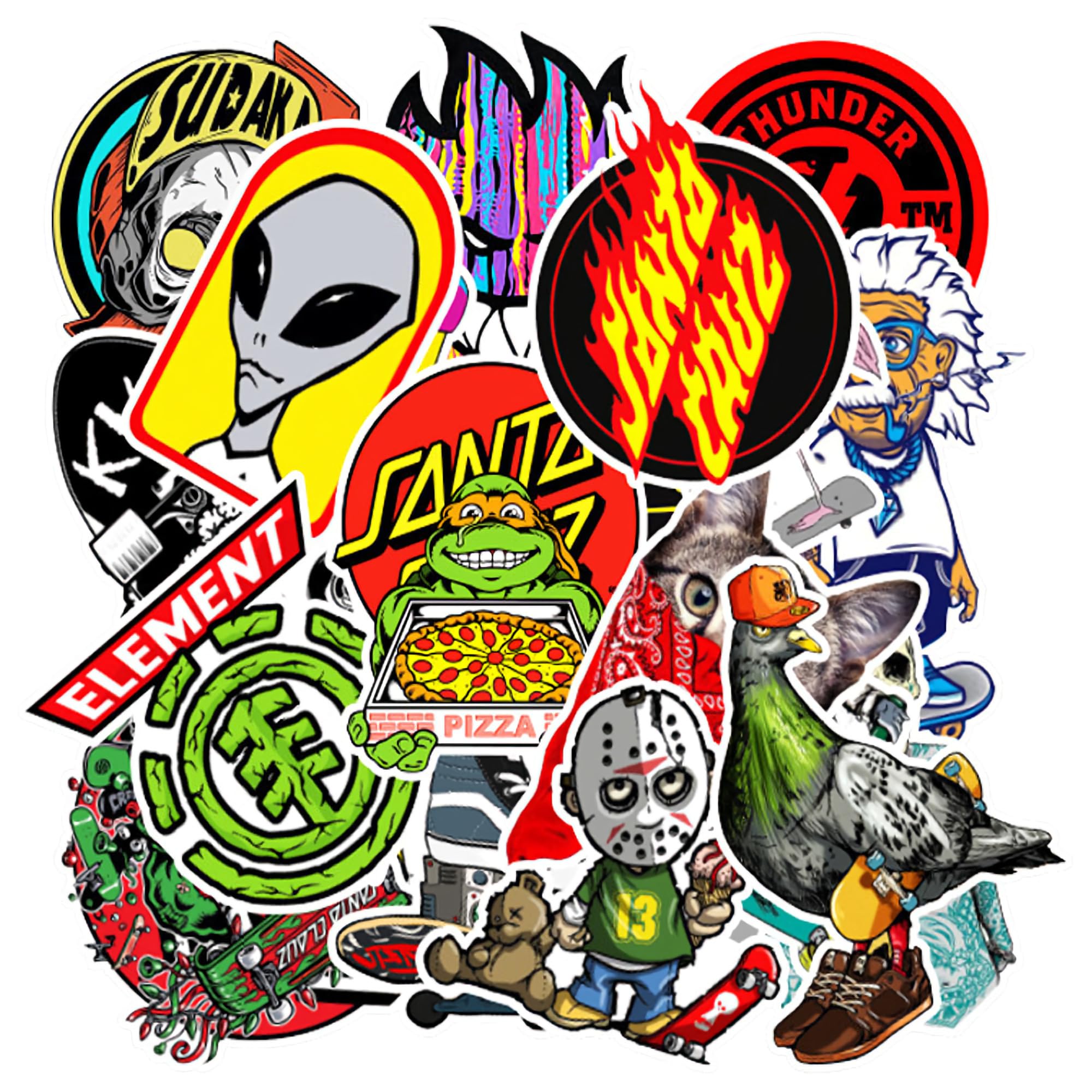 Bastban 100 PCS Cool Stickers Pack,Vinyl Waterproof Stickers for Water Bottles Skateboard Laptop Luggage Computer Bike Phone, Stickers for Teens Adults (Cartoon Doodle)