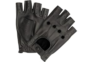 HOMBURY Mens Leather Driving Gloves Fingerless, Genuine Leather Driving Gloves for Men and Women