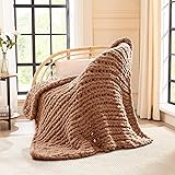 L'AGRATY Chunky Knit Blanket Throw - Soft Chenille