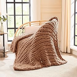 L'AGRATY Chunky Knit Blanket Throw - Soft Chenille