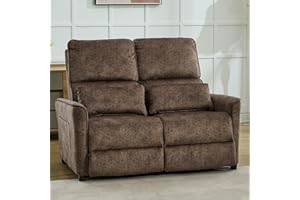SENIFIS Loveseat Recliner Sofa, Push Back Double Wall Hugger Reclining Sofa Chair, 2 Seat Velvet Home Theater Seating with Lumbar Pillow, Manual Comfy RV Furniture Sofa for Living Room (Brown,Loveseat)