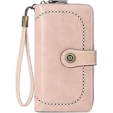 RNIEGA Womens Wallet Leather Billfold RFID Blocking Credit Card Holder Wristlet Wallets for Women Ladies Purses with Zipper Coin Pocket