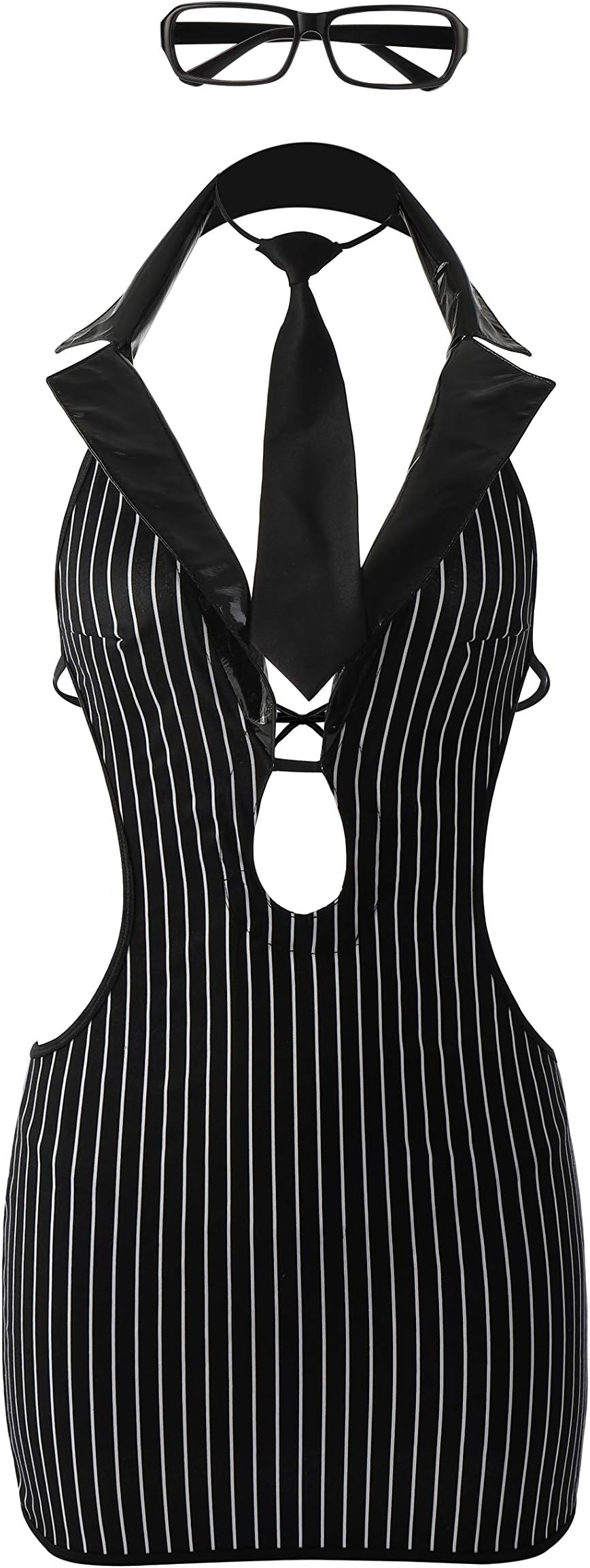 EROMATE Sexy Costume for Women Mini Secretary Lingerie Backless Dress Uniform