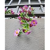 HONVONTU Purple Flower Garlands Artificial 6.6FT Hanging Daisy Flower Garland Fake Mini Sunflower Vines Silk Flowers Ivy for Backdrop Fence Wedding Arch Party Home Garden Baby Shower Wall Decor