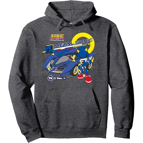 Sweat à Capuche Sonic Racing CrossWorlds Shadow - Produit Officiel SEGA - Pour Fans De Jeux Vidéo Et De Sonic