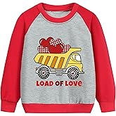 EULLA Boys Valentine Sweatshirts Kids Cotton Crewneck Pullover Shirt Truck Love Heart Graphic Print Holidays Tops 2-7 Years