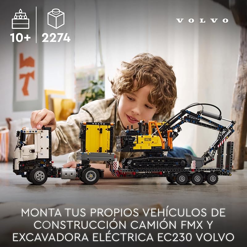 Caminhão lego technic fmx e veículos de brinquedo com escavadeira elétrica volvo ec230, para meninos e meninas de 10 anos ou mais, decoração de prateleira 42175