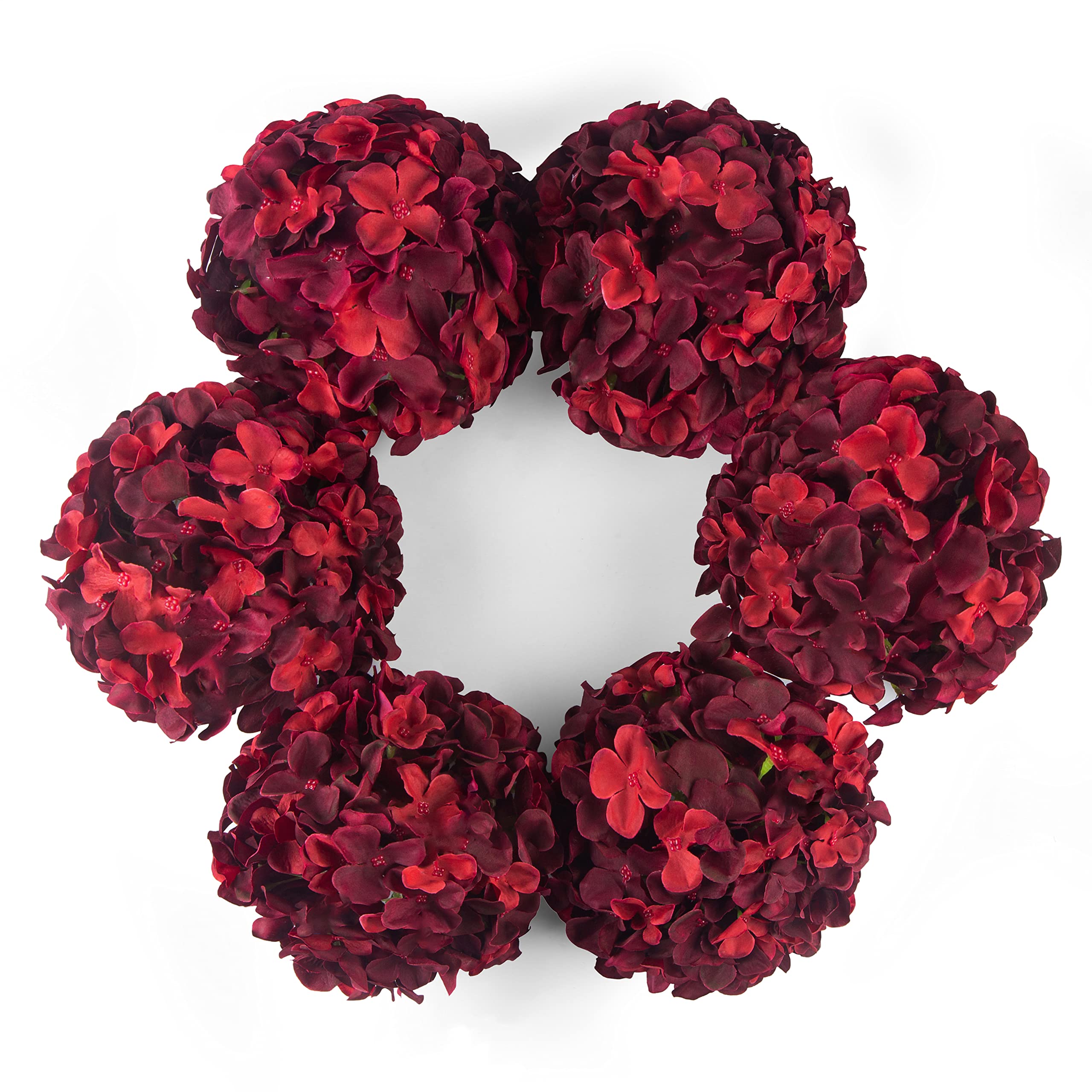 DuHouse Artificial Bigger Silk Hydrangea Flower Heads with Stem Realistic Fake Hydrangea Flower Bouquets for Wedding Home Party Garden Centerpiece Pack of 6(Burgundy) — image 1