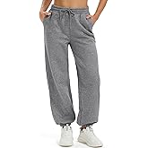MAGCOMSEN Women's Fleece Lined Joggers Winter Baggy Sweatpants with Pockets Thermal High Waisted Casual Athletic Pants
