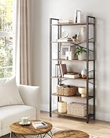 VASAGLE 6-Tier Bookshelf Bookcase 30x80x186 cm Wheat Brown Ink Black LLS082B48 view 3