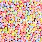 DAHI 1780pcs 6mm Candy Color Acrylic Round Frosted Beads Assorted Candy Color Mix Plastic Pastel Matte Loose Spacer Beads for Jewelry Making Bracelets Necklaces DIY Crafts