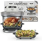 Ninja Crispi Pro Glass Air Fryer, 6-in-1, Bone, AS101LG | Max crisp, air fry, bake, roast, recrisp, dehydrate, 1800W, 450F max, 6Qt, 2.5Qt containers