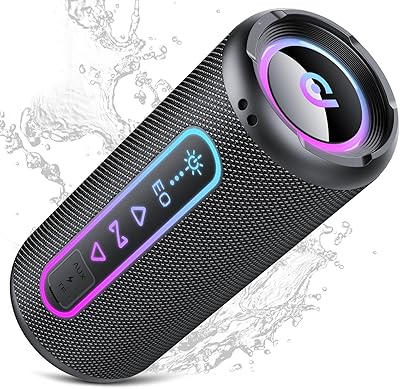 Bluetooth Lautsprecher mit Licht, 30W Musikbox Bluetooth 5.4 mit Dualen Bass-Treibern, 30H Akku boxen, TWS Koppelbar Stereo Sound, IPX7 Wasserdicht, AUX/TF, Tragbarer Speaker für Party Outdoor Reisen