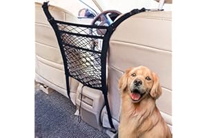 GEGEMU car net for Dogs, Pet Barrier, Car Mesh Organizer, Upgraded Metal Fastener + Adjustable Webbing, Large Size and Large Capacity, ​for Cars SUVs and Vans car Purse Holder, Pet Kids Barrier