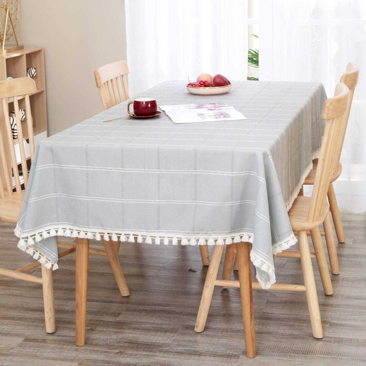 Deconovo Cotton Wipeable Tablecloth Washable Water Resistant Table