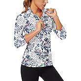 Soneven Womens 3/4 Sleeve Shirt UPF 50+ Moisture Wicking Golf Polo Shirt for Casual Work