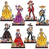 Amyhill 8 Pcs Day of The Dead Table Decorations Dia De Los Muertos Altar Wooden Centerpiece Dancing Couple Sugar Skull Decor Day of The Dead Decor Mexican Tabletop Detachable Sign for Halloween Party