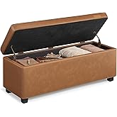 VASAGLE EKHO Collection - Storage Ottoman Bench, Entryway Bedroom Bench, 25 Gallons, Synthetic Leather with Stitching, Mid-Ce