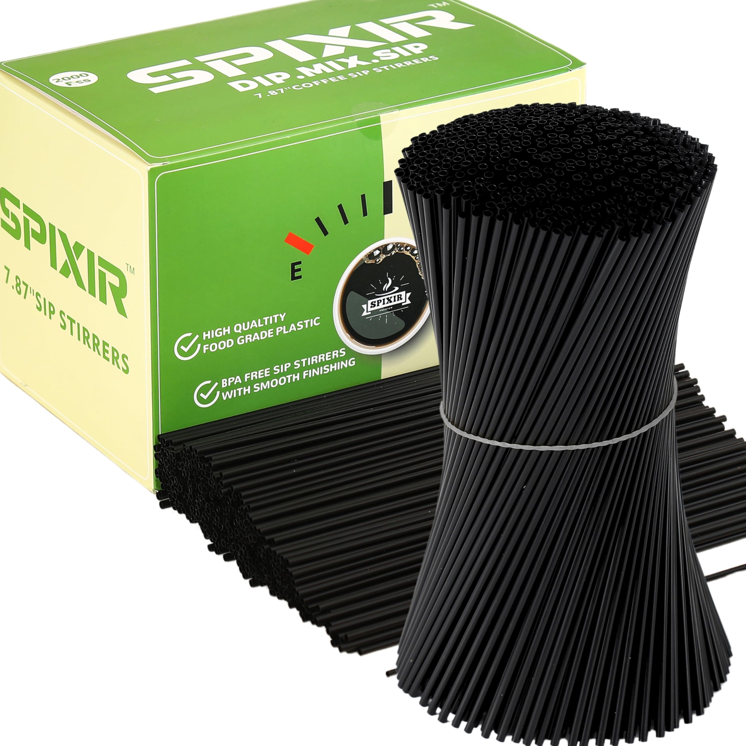 Coffee Stirres, Disposable 7.87-inch Drinking Straws or Coffee Stirs, 2000pcs Black Straws Coffee Bar Accessories or Cocktail Straws